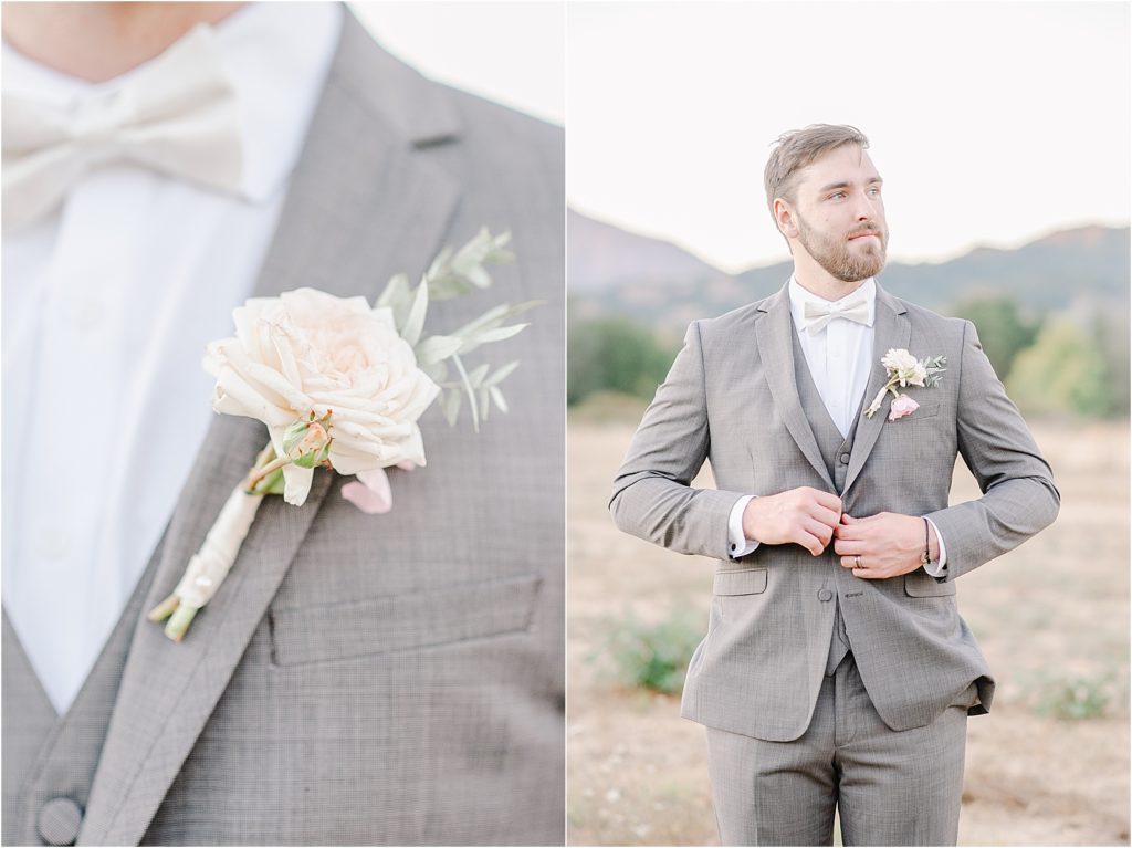 groom in grey suit