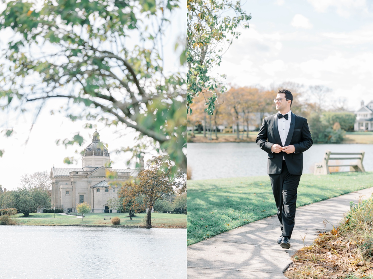 Bride and Groom First Look at The Mill at Lakeside Manor in Spring Lake, NJ