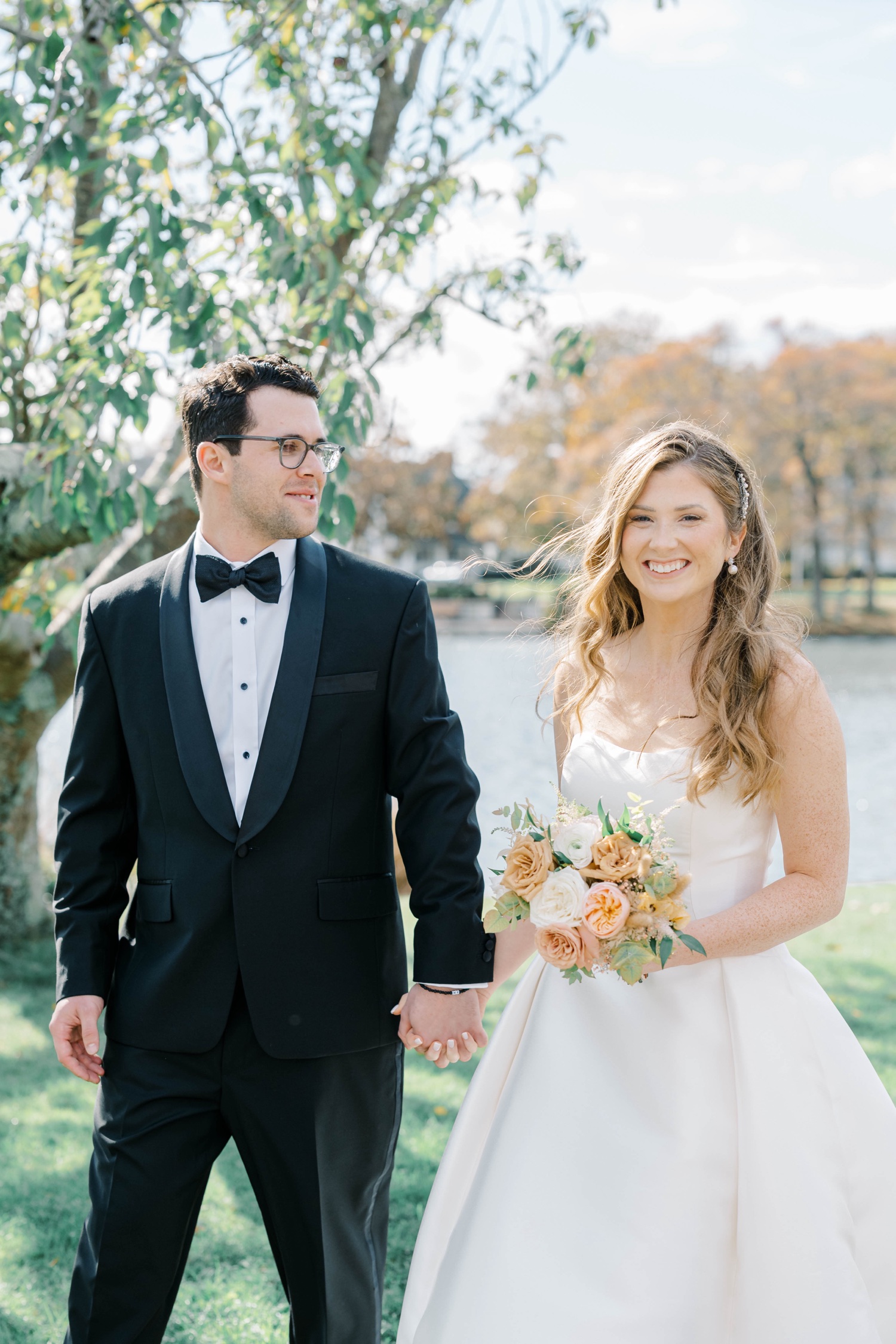 Bride and Groom Fall Wedding Photos at The Mill at Lakeside Manor in Spring Lake, NJ