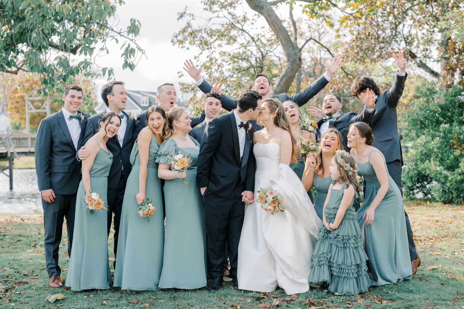 Bride and Groom Fall Wedding Photos at The Mill at Lakeside Manor in Spring Lake, NJ