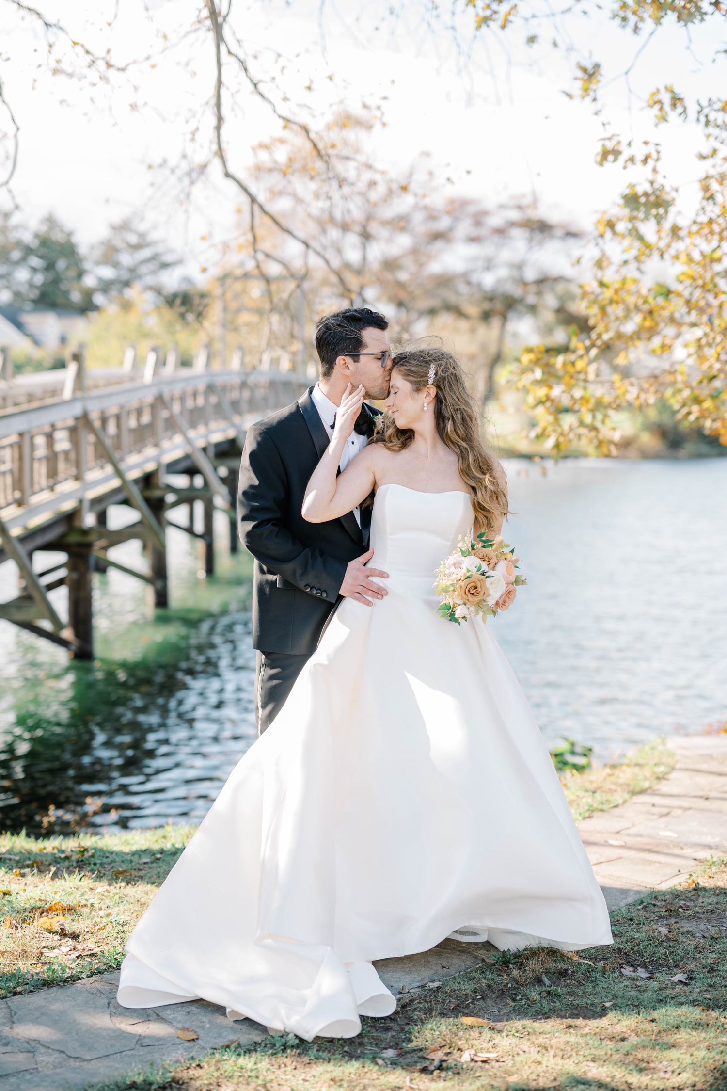 Bride and Groom Fall Wedding Photos at The Mill at Lakeside Manor in Spring Lake, NJ