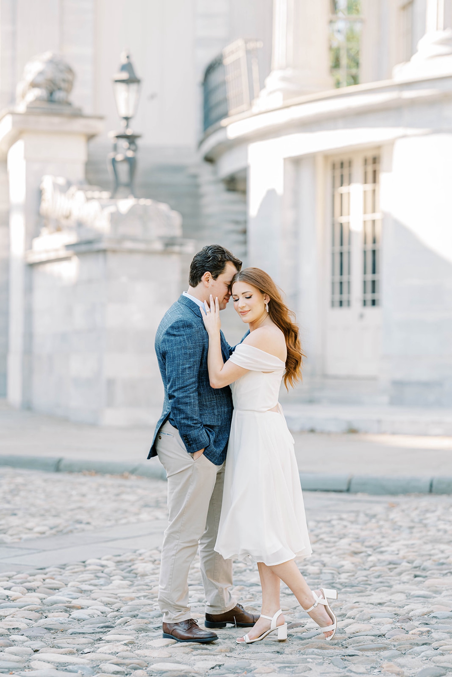 Old City Philadelphia Engagement Photos at Merchant Exchange Building