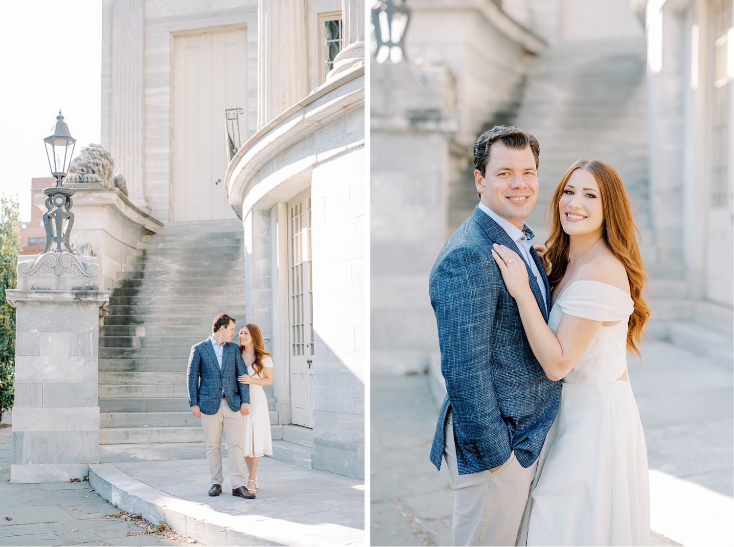 Old City Philadelphia Engagement Photos at Merchant Exchange Building