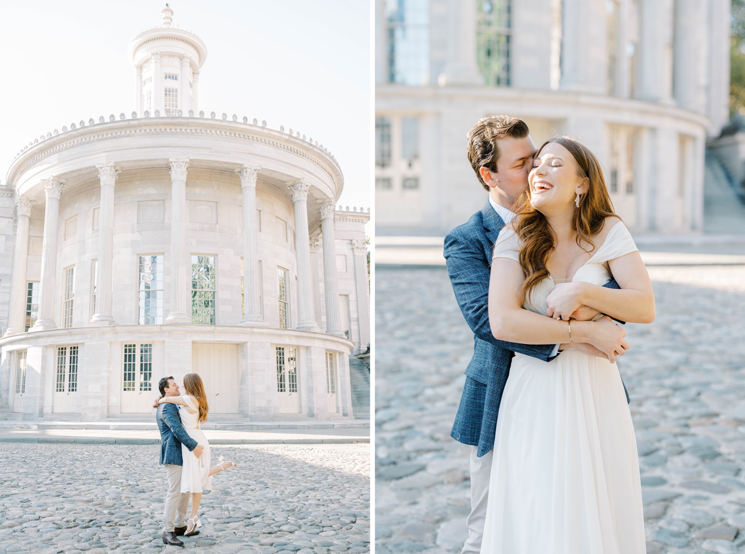 Old City Philadelphia Engagement Photos at Merchant Exchange Building