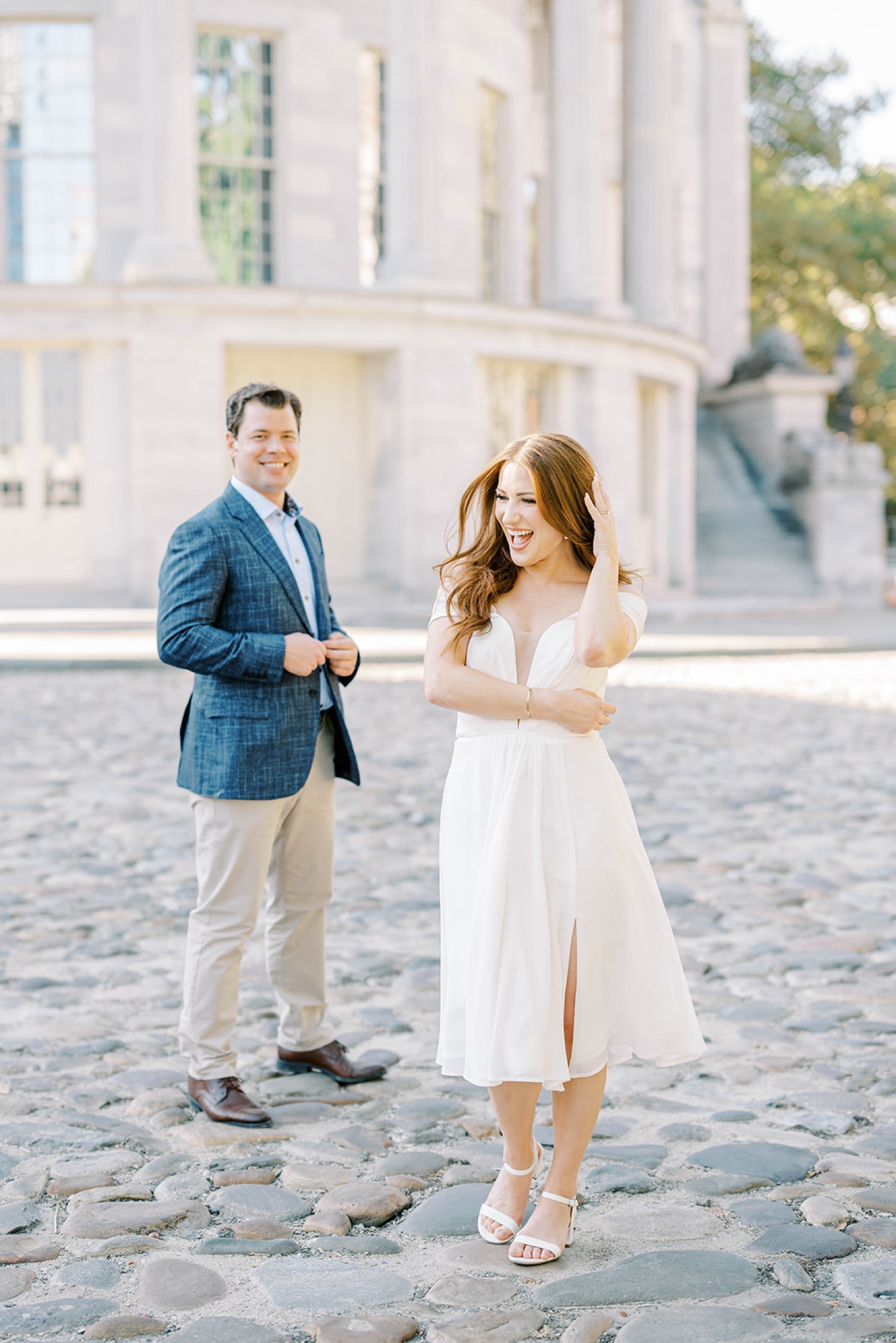 Old City Philadelphia Engagement Photos at Merchant Exchange Building