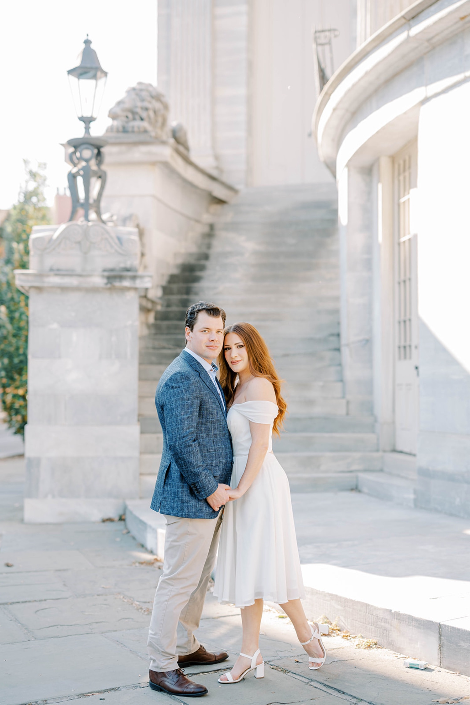 Old City Philadelphia Engagement Photos at Merchant Exchange Building