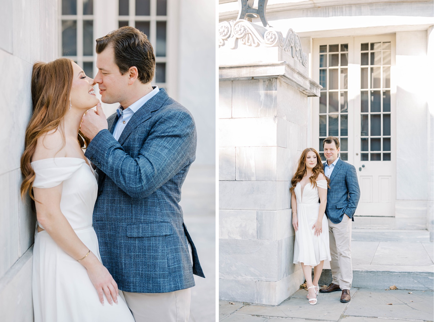 Old City Philadelphia Engagement Photos at Merchant Exchange Building