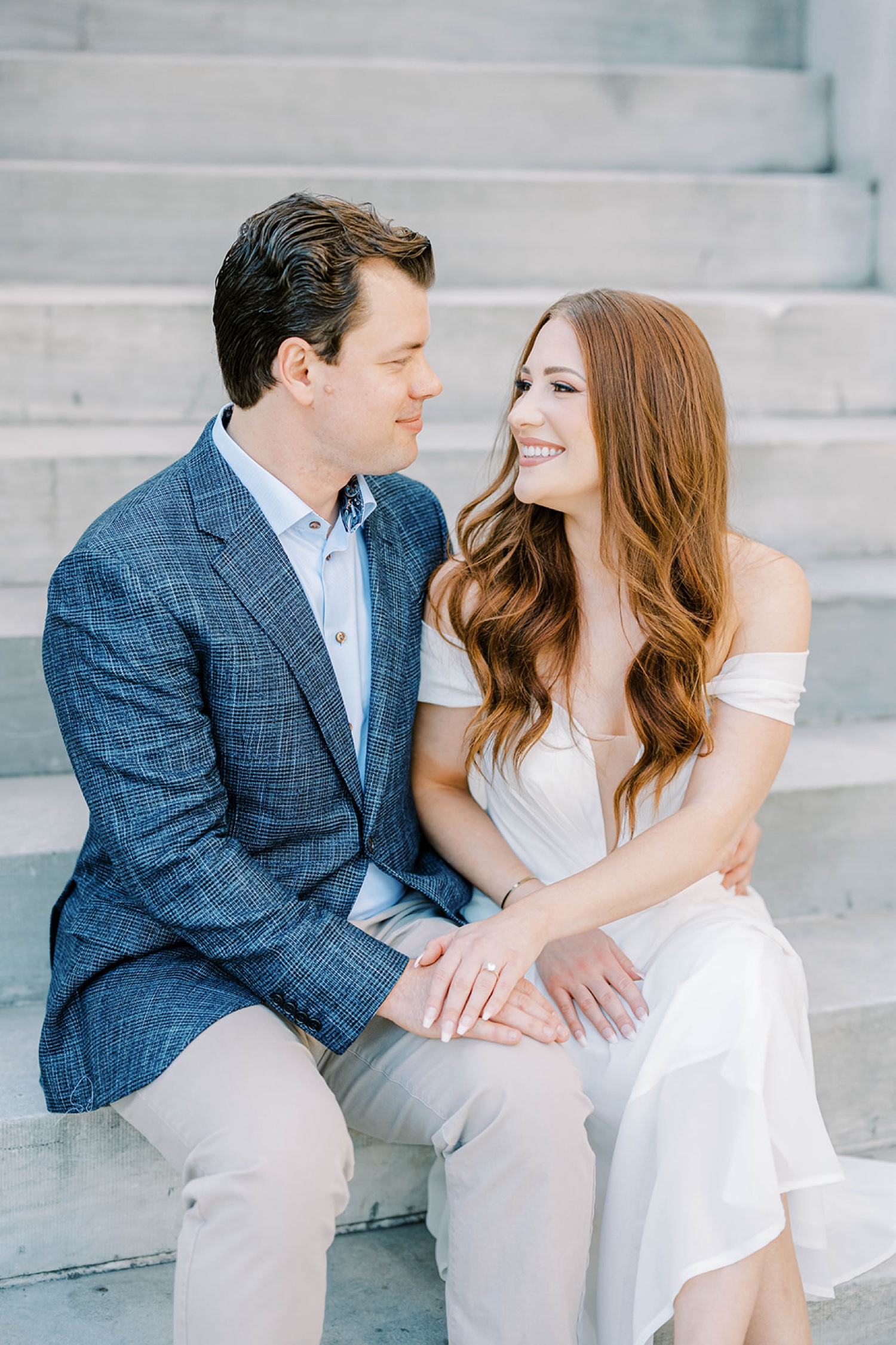 Old City Philadelphia Engagement Photos at Merchant Exchange Building