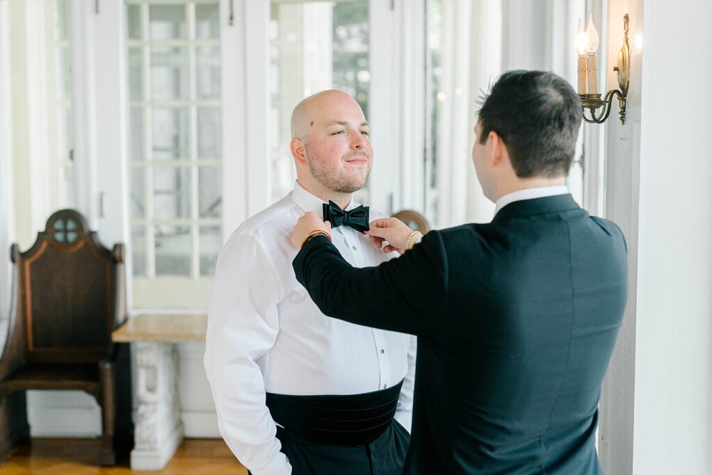 Groom Getting Ready at Glen Foerd