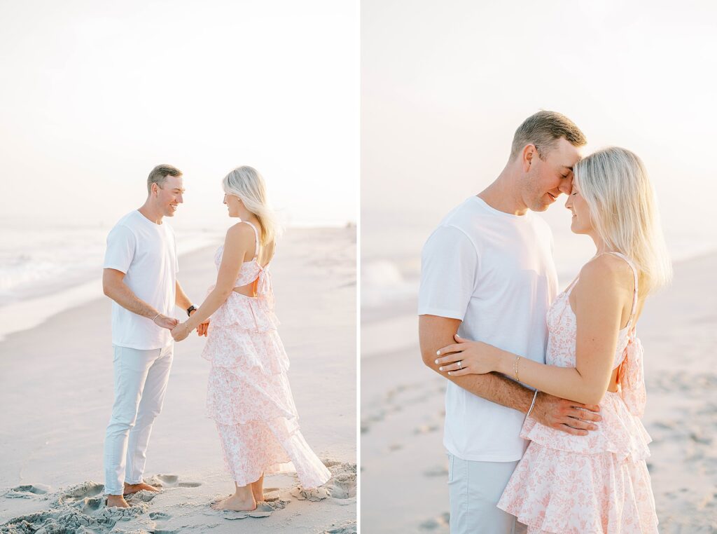 Alison and Jacob’s romantic beach walk in Cape May, New Jersey