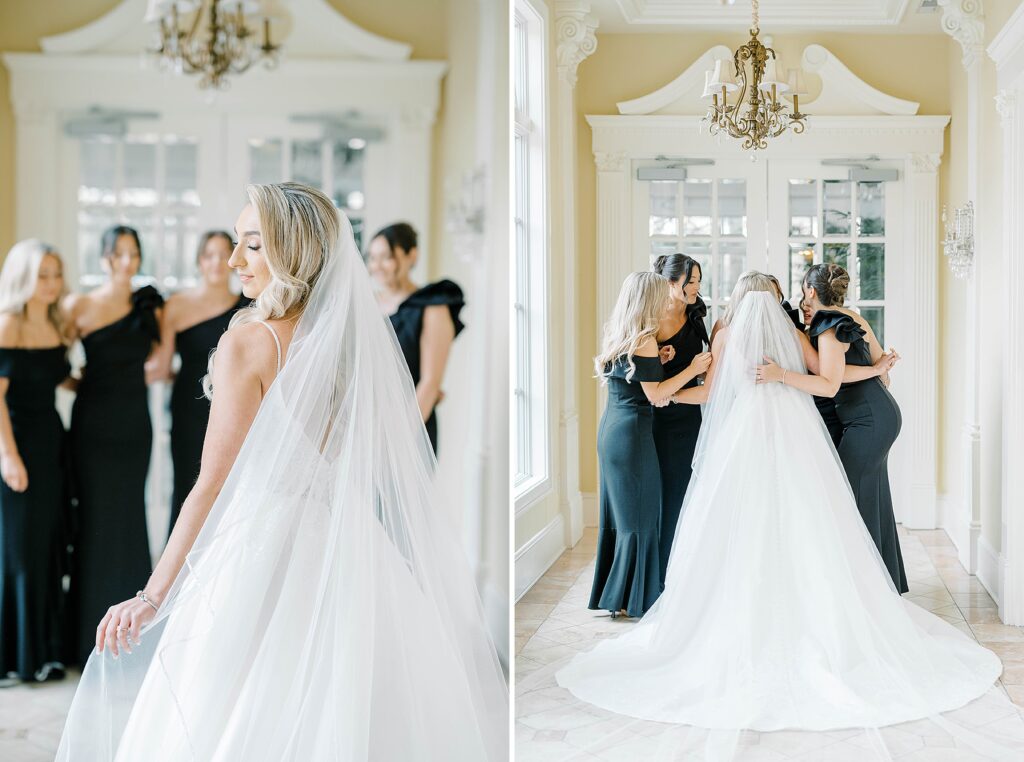 Bridal party in black gowns at Ashford Estate wedding