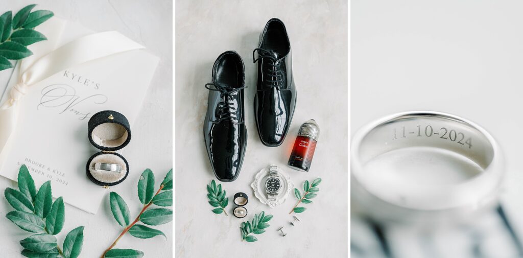 Classic black and white Ashford Estate wedding details