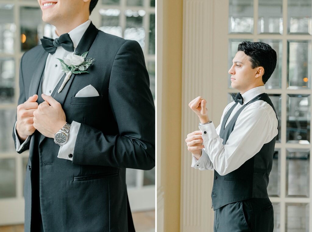 Classic black and white Ashford Estate wedding details
