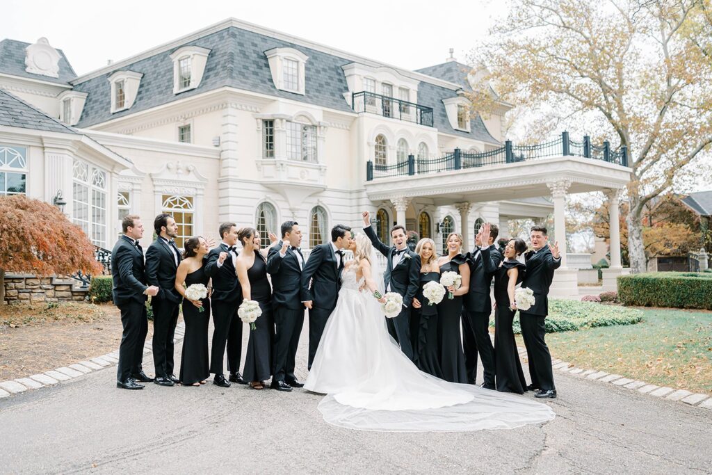 Bridal party in black gowns at Ashford Estate wedding