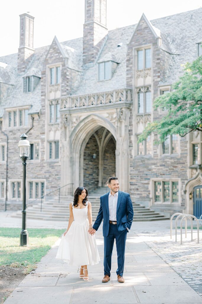 Romantic engagement portraits at Princeton University in New Jersey