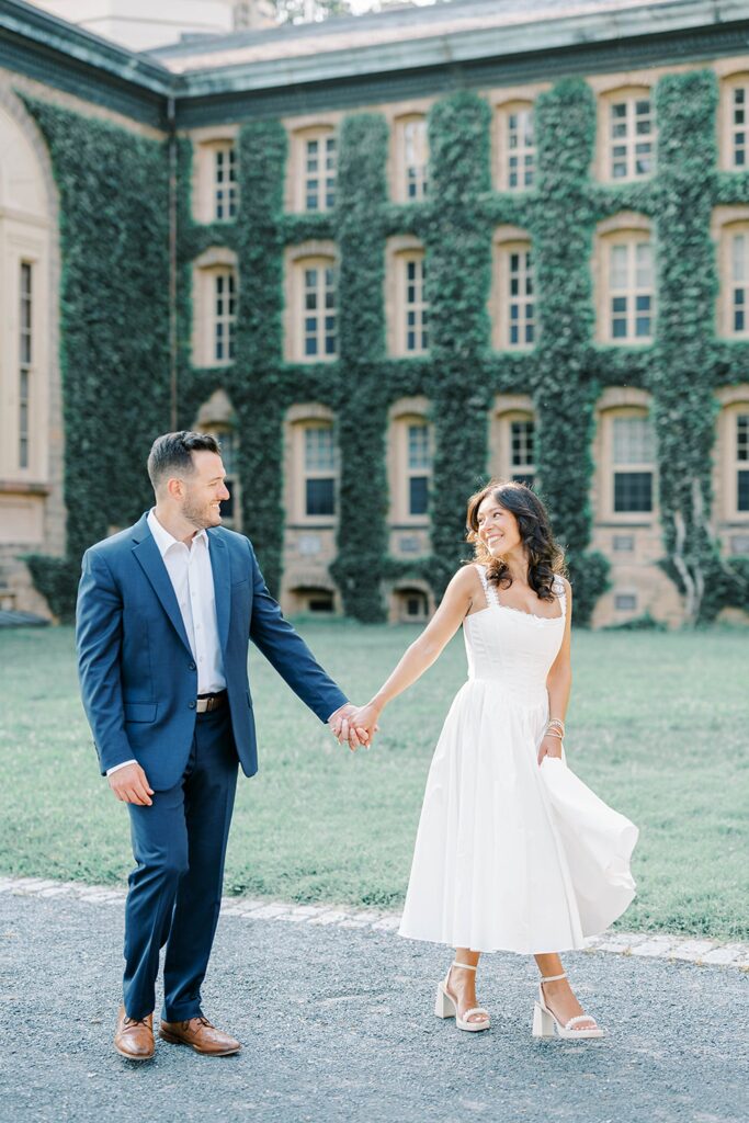 Elegant New Jersey engagement portraits at Princeton University campus