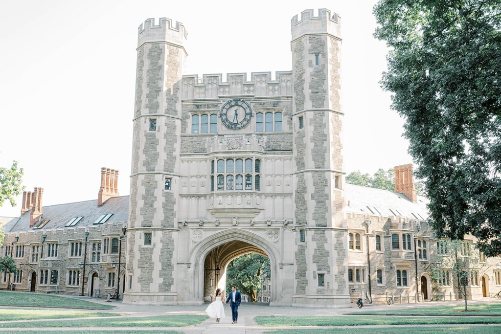 Natural engagement session portraits in Princeton University New Jersey