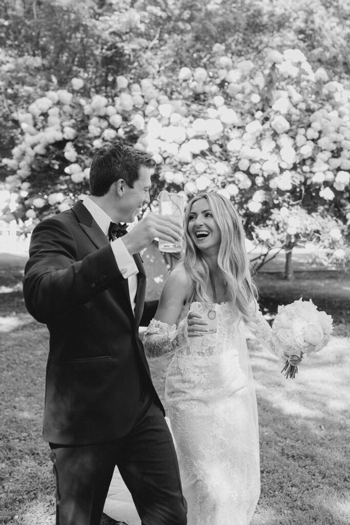 Summer garden cocktail hour at Appleford Estate wedding