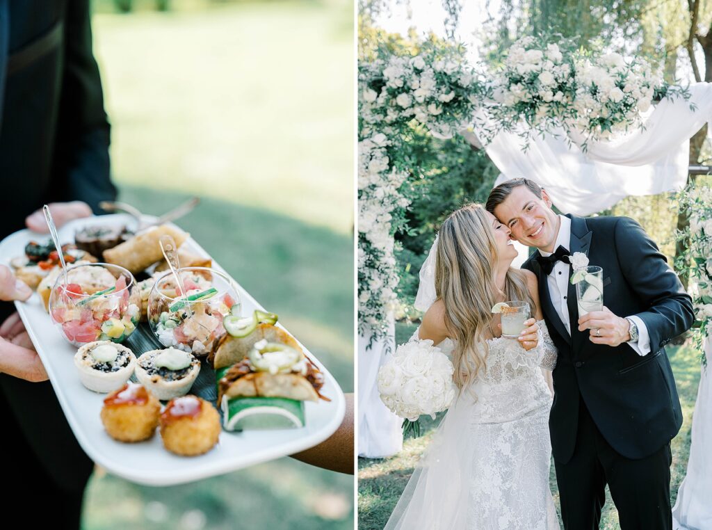 Summer garden cocktail hour at Appleford Estate wedding