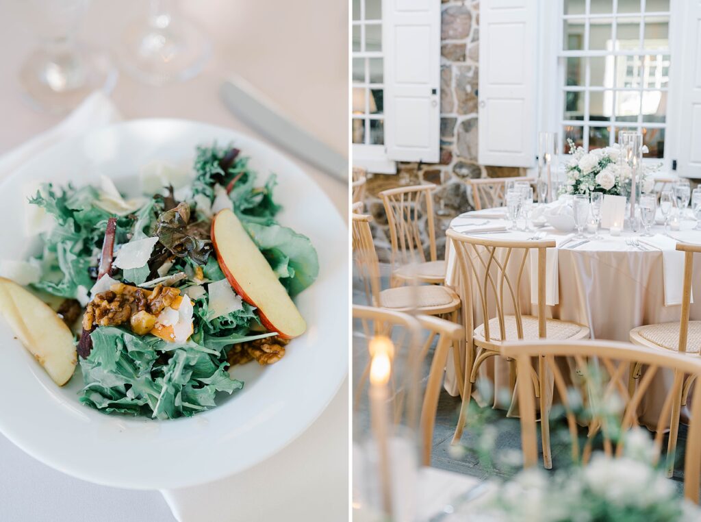 Reception details with taper candles and greenery at Appleford Estate