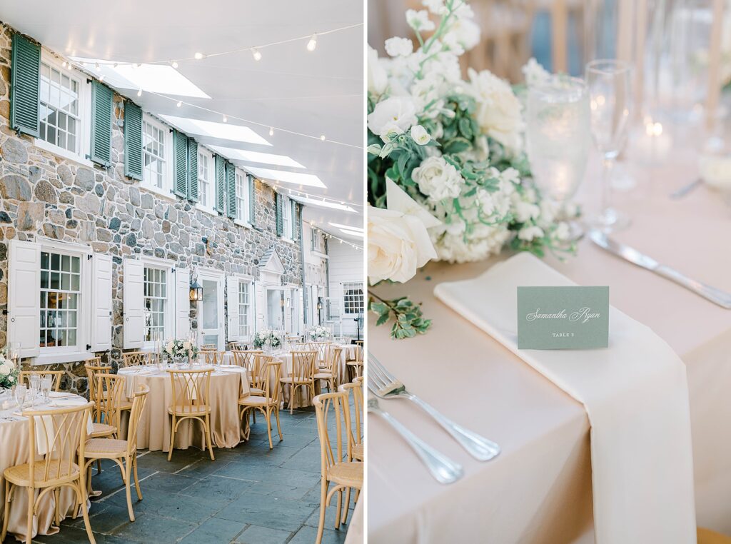 Reception details with taper candles and greenery at Appleford Estate