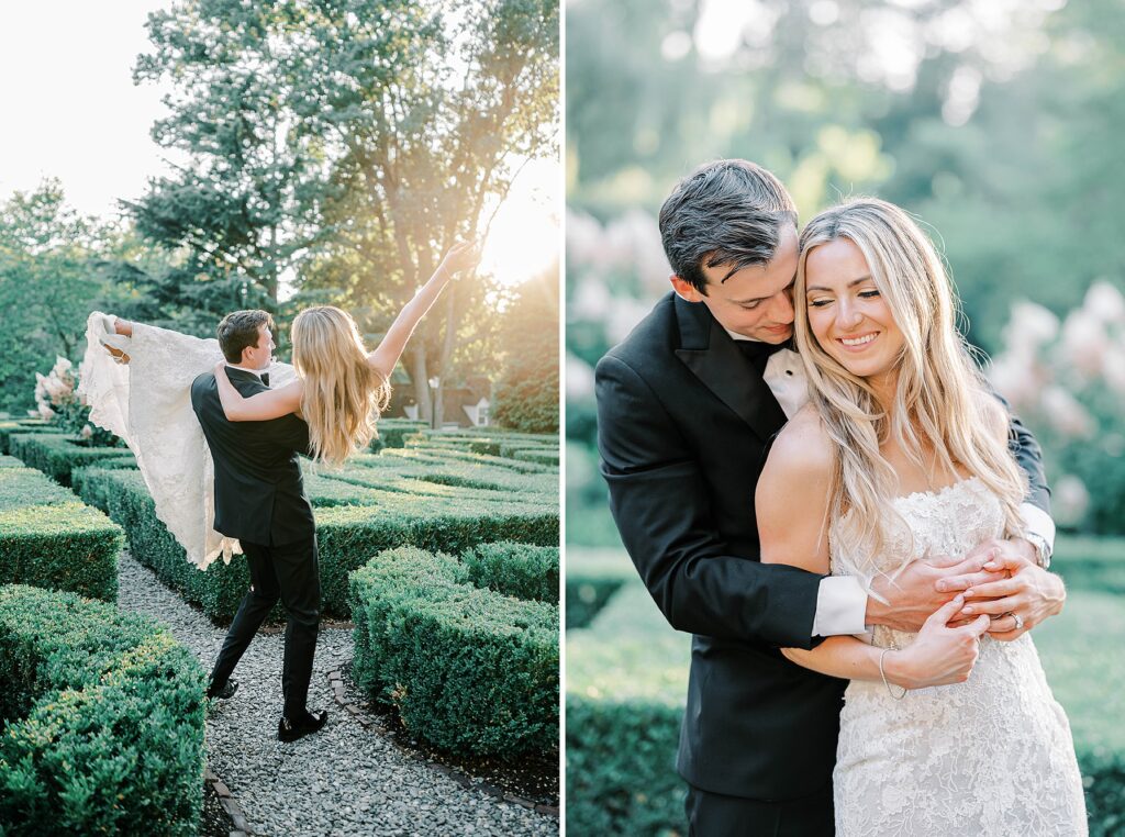 Romantic garden portraits at Summer Wedding at Appleford Estate