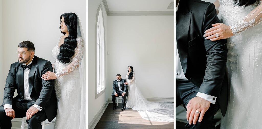 Bride and groom portraits at Park Château gardens