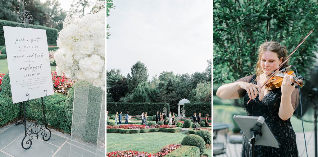 Park Château Estate wedding ceremony with white florals