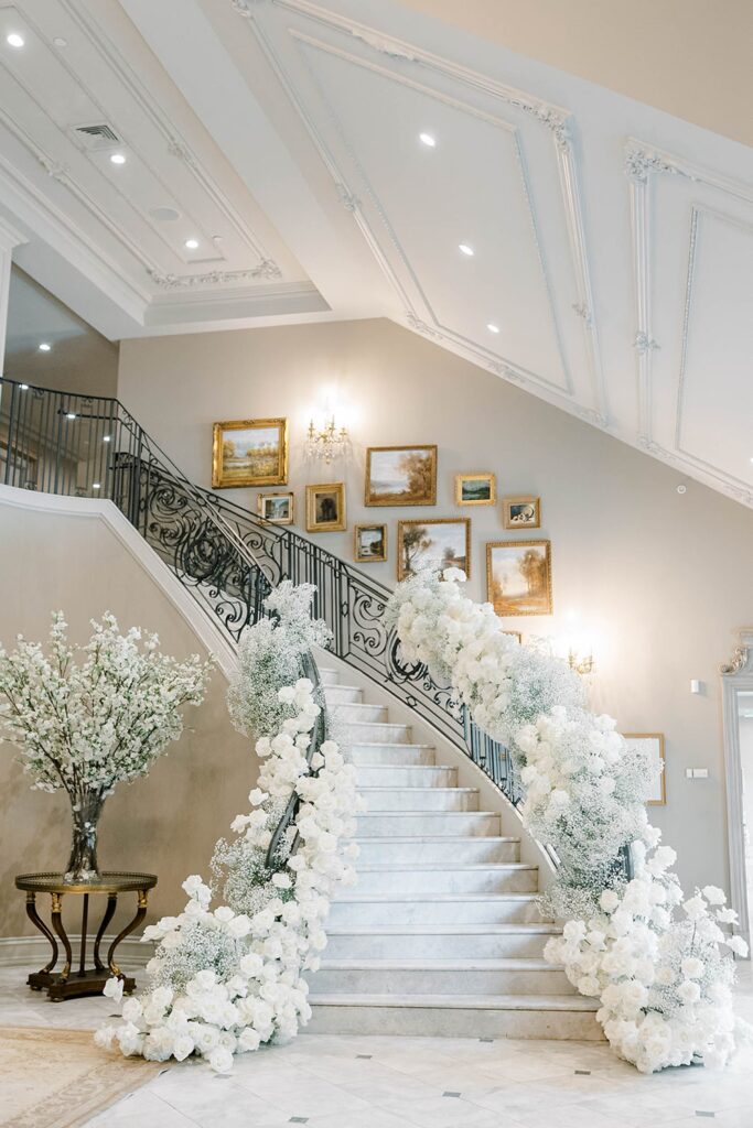 Wedding in New Jersey reception white and gold decor