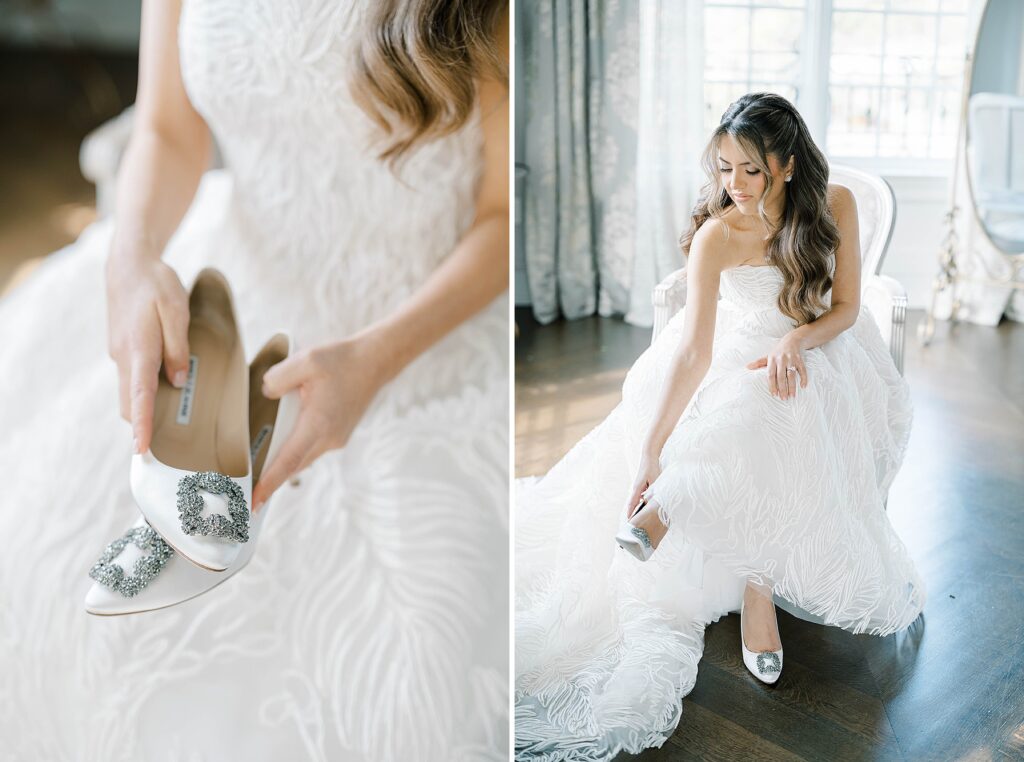 Bride preparing for a romantic fall Park Chateau Estate wedding