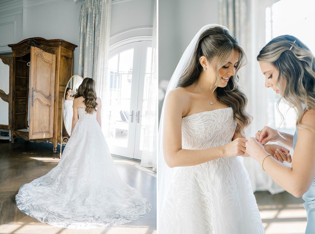 Bride preparing for a romantic fall Park Chateau Estate wedding