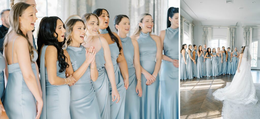 First Look with Bridesmaids a New Jersey Wedding
