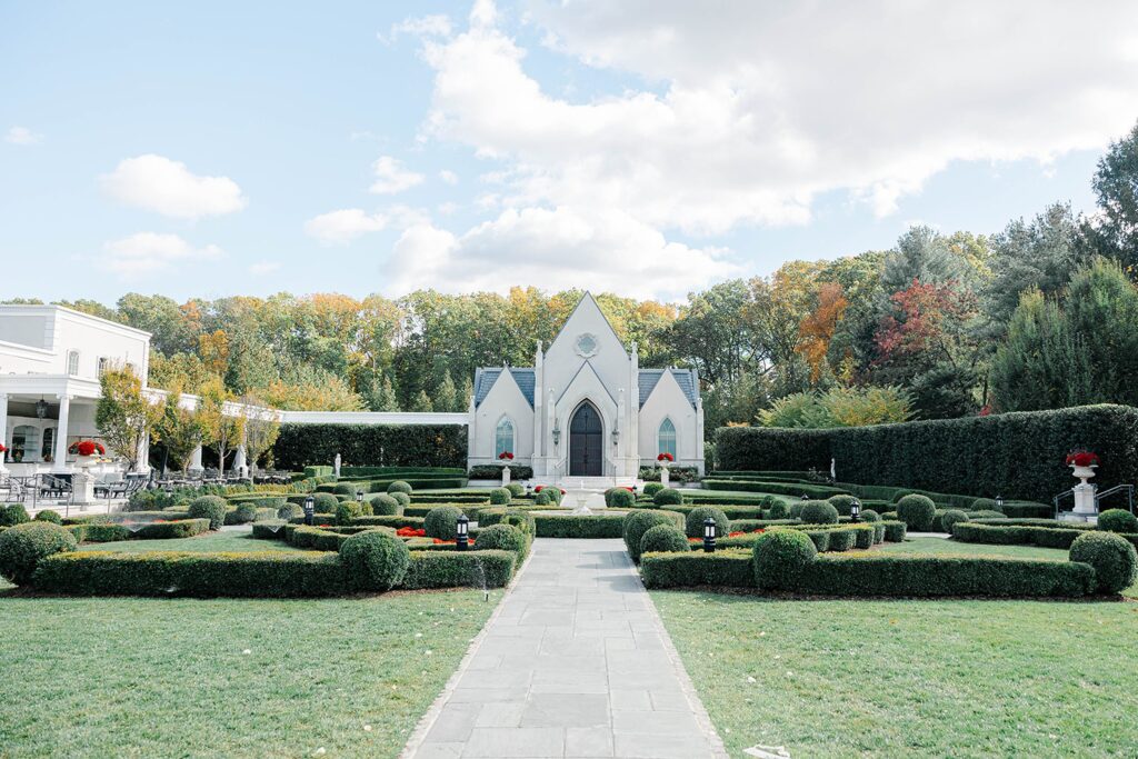 Park Chateau Estate wedding venue exterior in fall