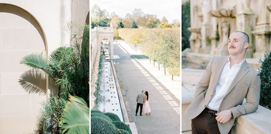 laughing together among the gardens’ colorful leaves.