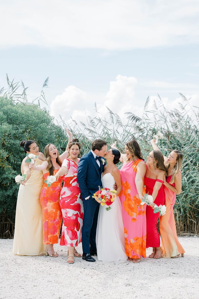 Bridal party fun photo at Long Beach Island coastal wedding venue