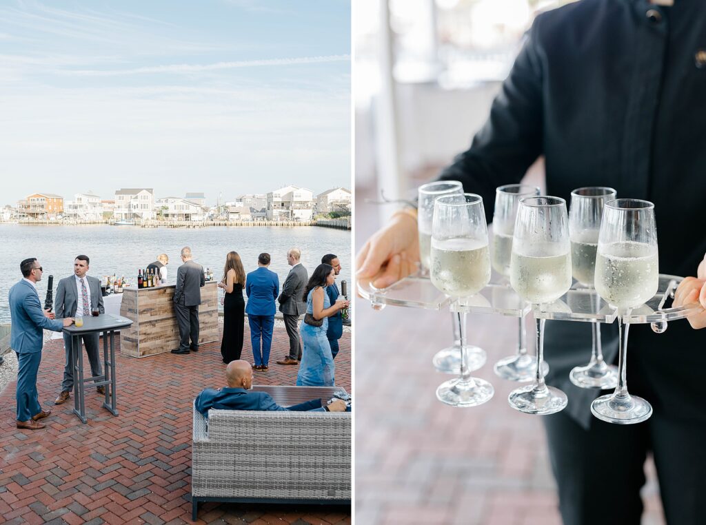Guests mingling during cocktail hour at Long Beach Island wedding venue