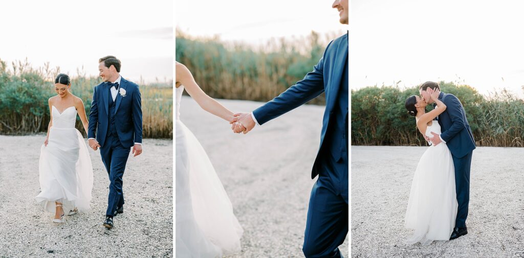 Golden hour couple portraits at Long Beach Island waterfront venue