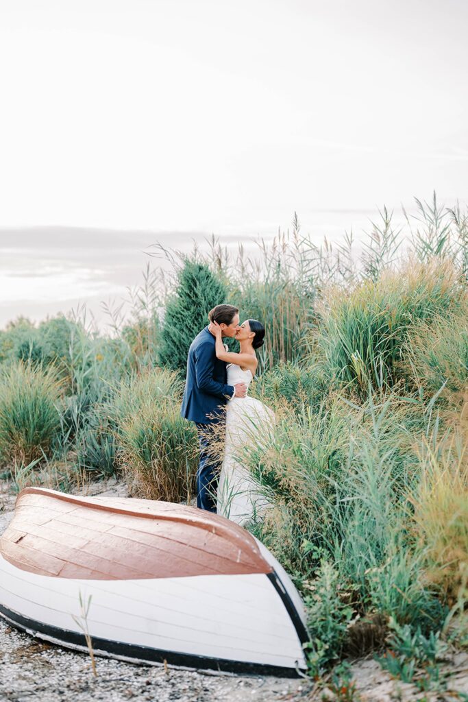 Golden hour couple portraits at Long Beach Island waterfront venue