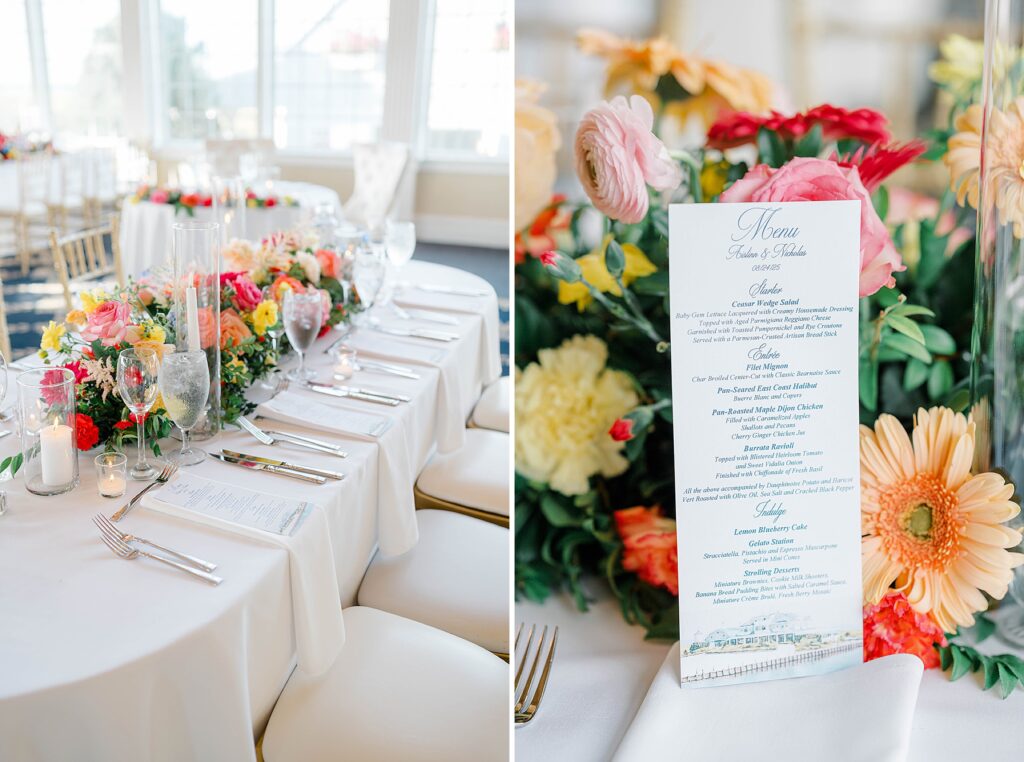 ibrant tropical-inspired reception decor at Bonnet Island Estate
