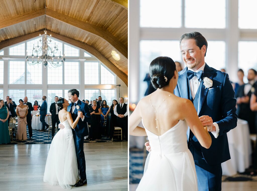 First dance at Bonnet Island Estate waterfront wedding New Jersey