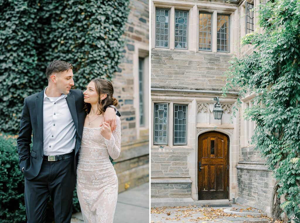 Engagement Photo of couple holding hands at Princeton university