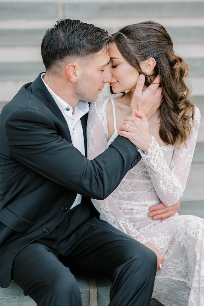 Engagement Photos at Princeton University Couple embracing each other