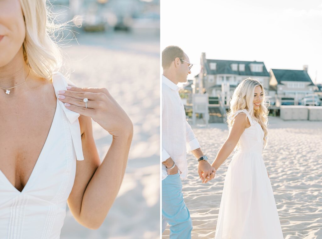 Spring Lake engagement session NJ beach couple romantic moment at sunset