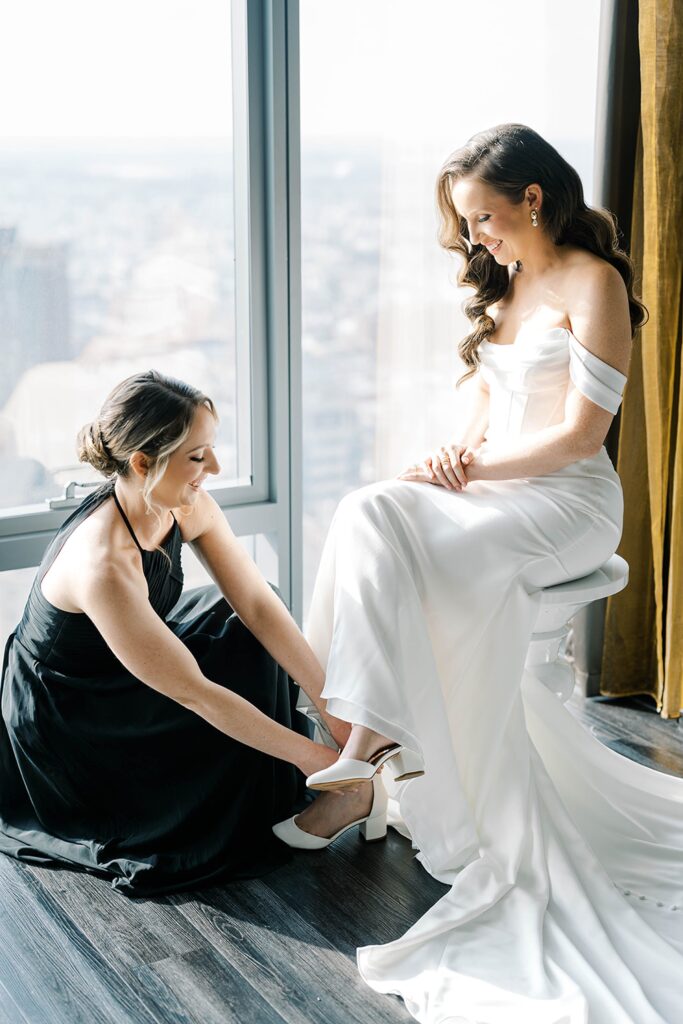 Bride Getting Ready Portraits at the W Hotel Philadelphia