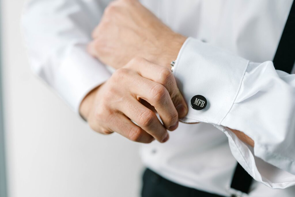 Groom Getting Ready at the W Hotel Philadelphia on his Wedding Morning