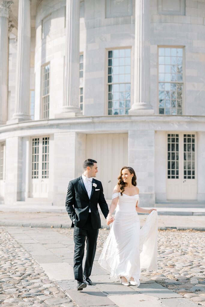 Bride and Groom Wedding Portraits before their Cescaphe Ballroom Wedding 