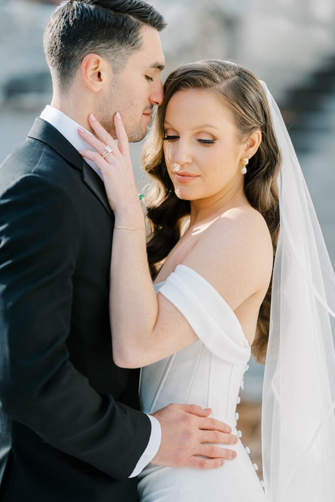 Bride and Groom Wedding Portraits before their Cescaphe Ballroom Wedding 