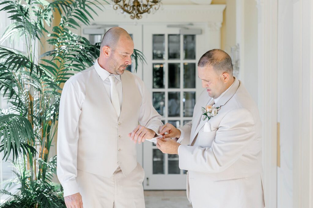 Groom Michael getting ready at The Ashford Estate New Jersey