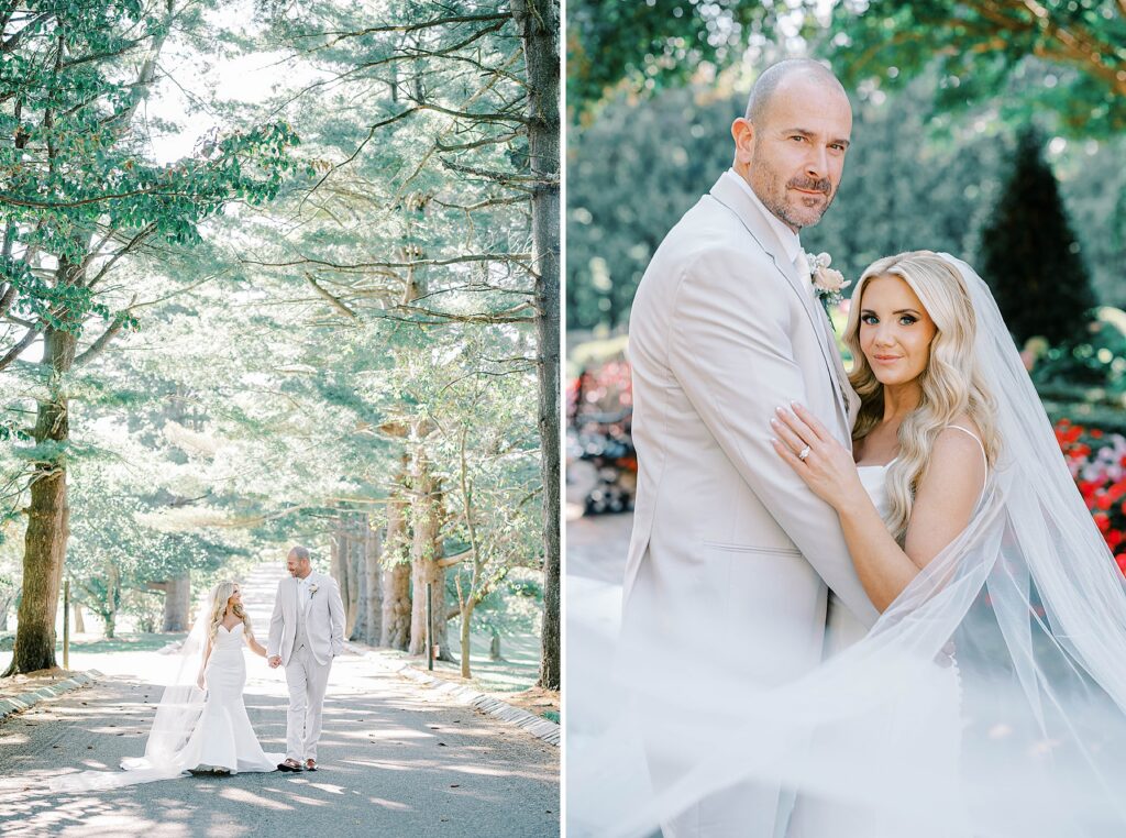 Romantic couples portraits on Ashford Estate grounds in Allentown New Jersey