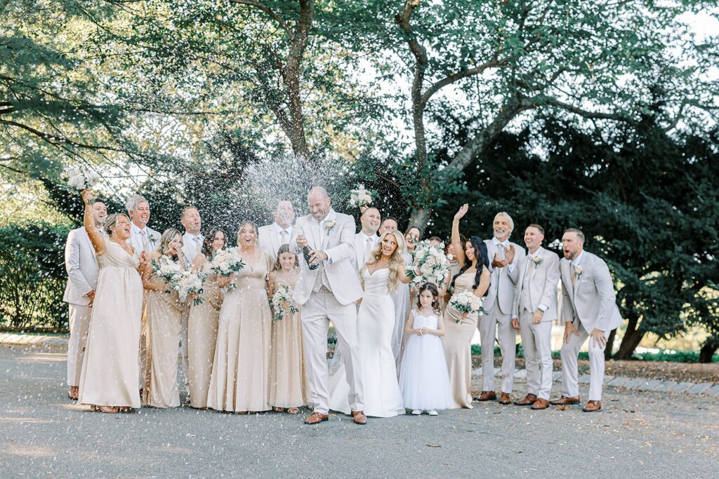 Bridal party portraits on The Ashford Estate grounds Allentown NJ